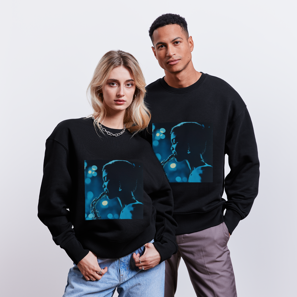 Blå toner i skymningen, Ekologisk oversizetröja RADDER unisex från Stanley/Stella - svart