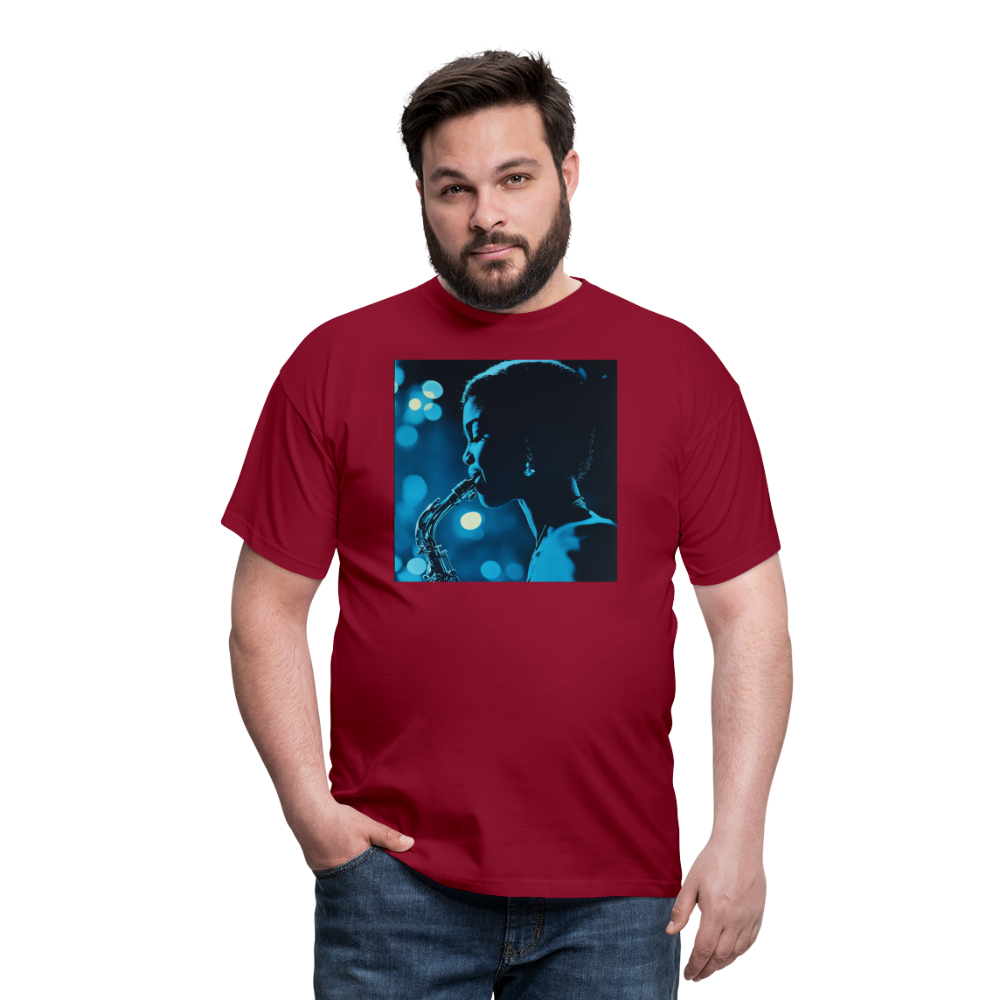 Blå toner i skymningen, T-shirt herr - tegelröd