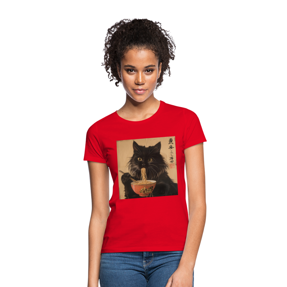 Kejsarens Katt och Ramens Hemlighet, T-shirt dam - röd