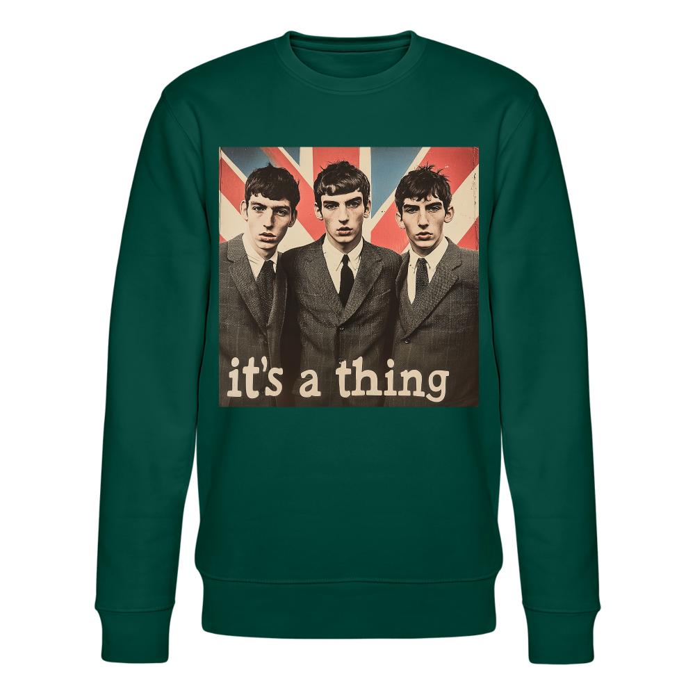 British, Bold & Unapologetic, Ekologisk sweatshirt CHANGER unisex från Stanley/Stella - skogsgrön