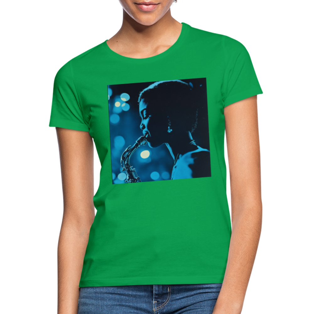 Blå toner i skymningen, T-shirt dam - kellygrön