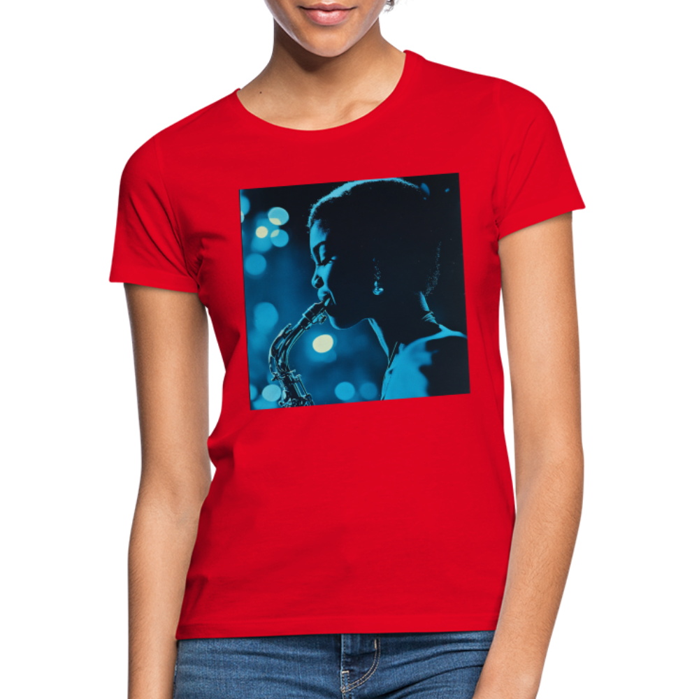 Blå toner i skymningen, T-shirt dam - röd