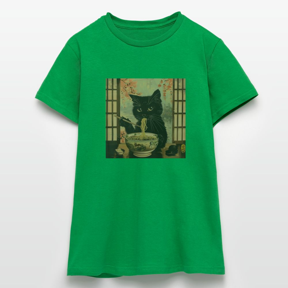 Ramenkatt, T-shirt dam - kellygrön