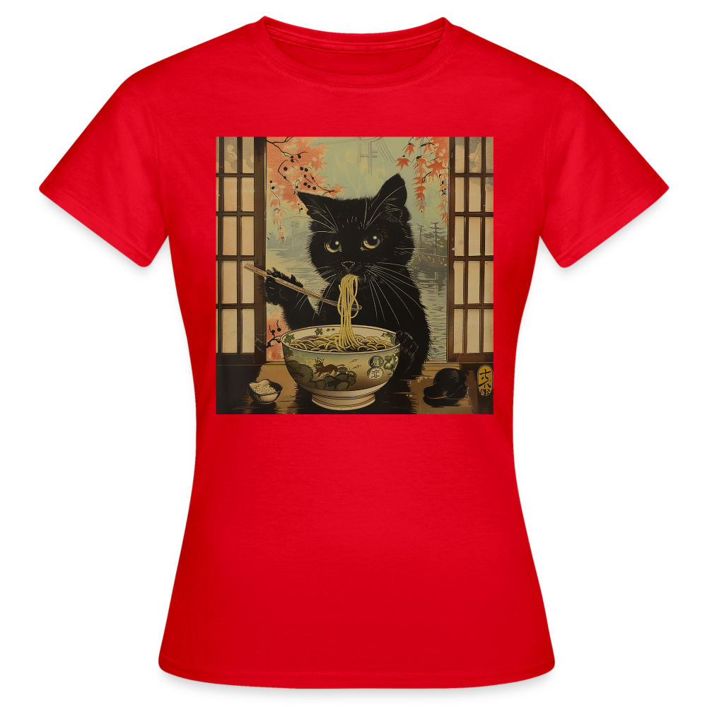 Ramenkatt, T-shirt dam - röd