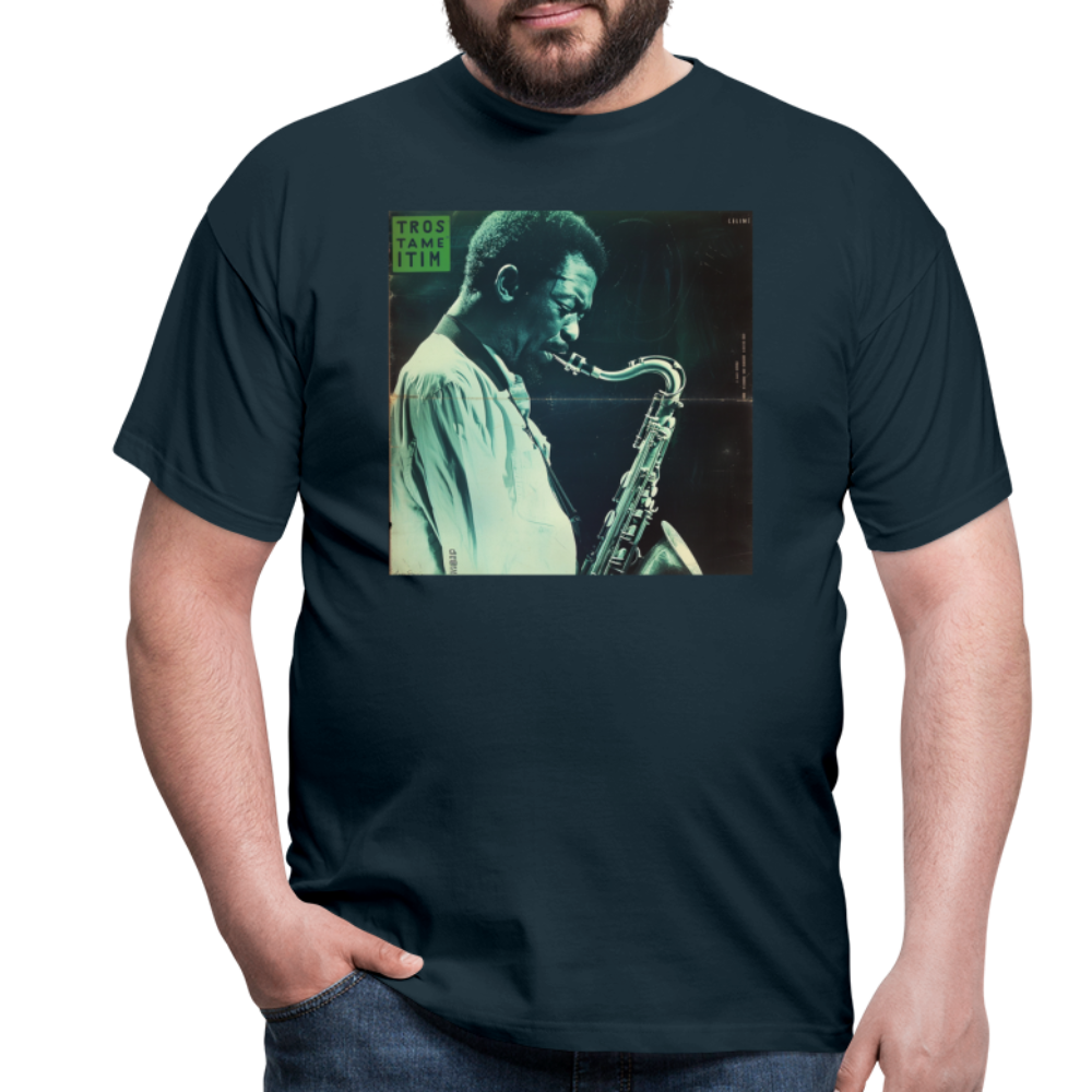 Gåtfull figur i jazzens underground, T-shirt herr - marinblå