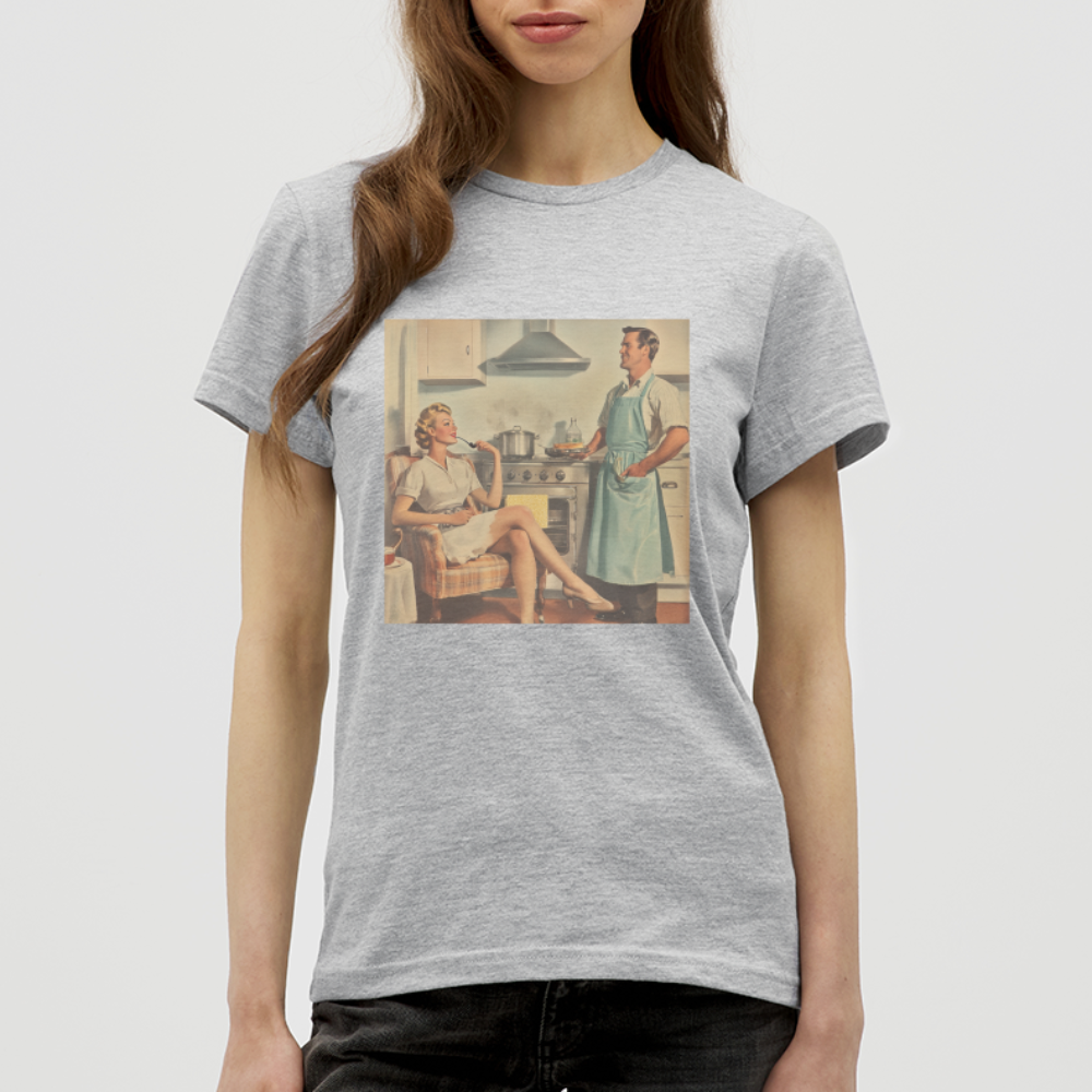 Äta bör man - annars dör man, T-shirt dam - gråmelerad