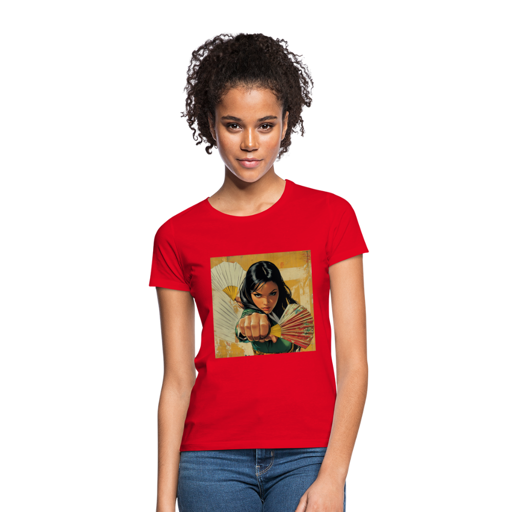 Blå Lotus , T-shirt dam - röd