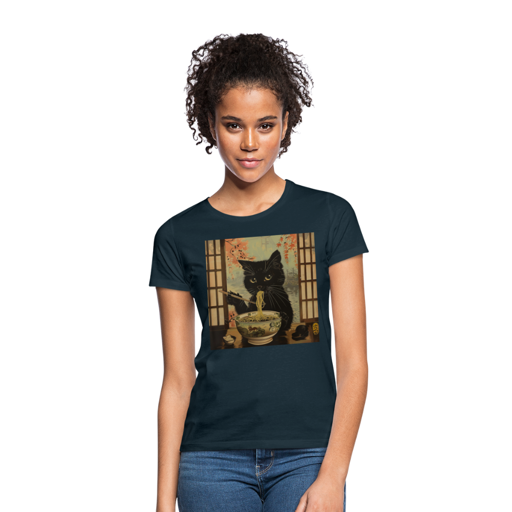 Ramenkatt, T-shirt dam - marinblå