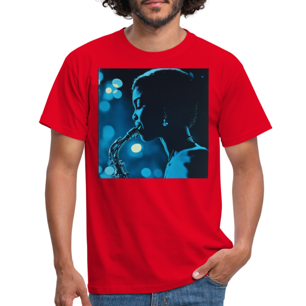 Blå toner i skymningen, T-shirt herr - röd