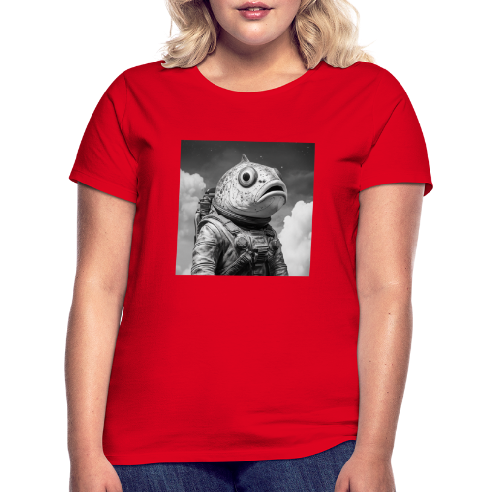 En ensam simtur i universum, T-shirt dam - röd