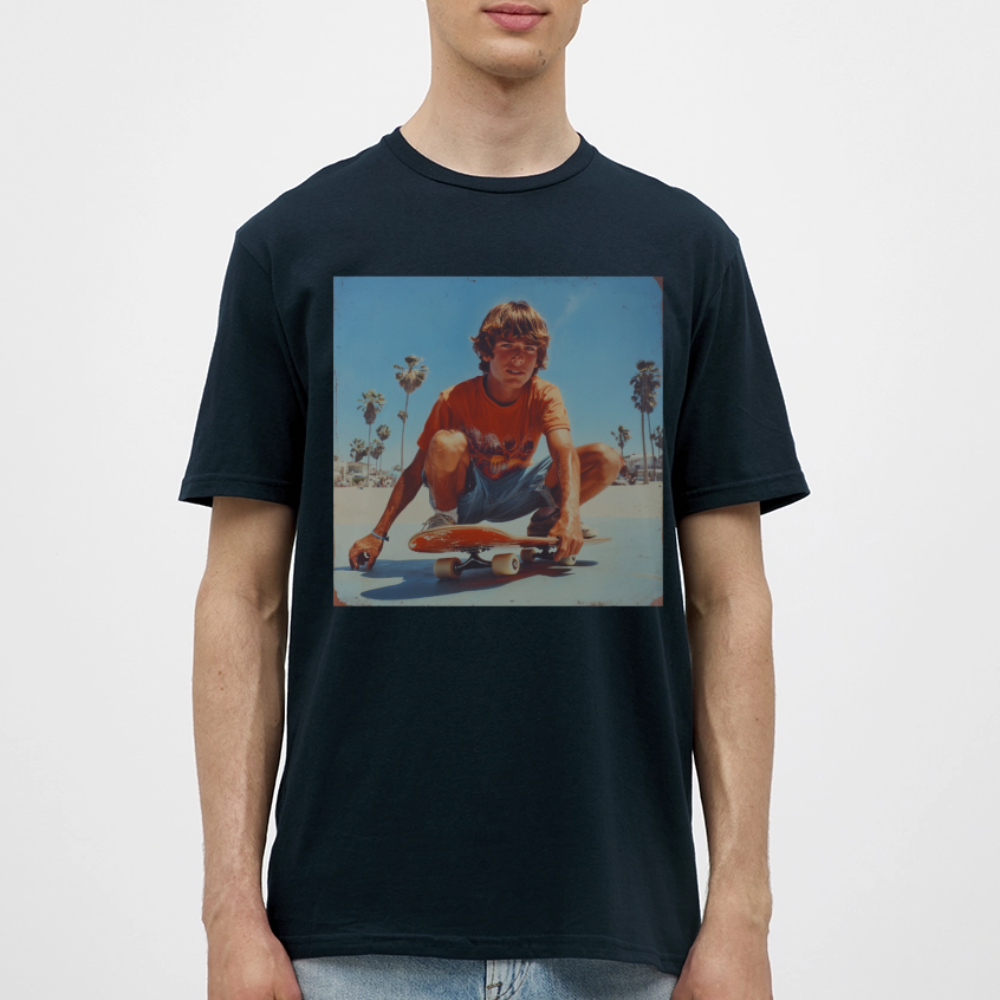 Sunset Vibes, 70s Style, T-shirt herr - marinblå