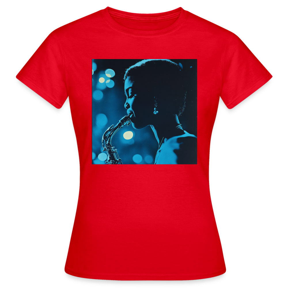 Blå toner i skymningen, T-shirt dam - röd
