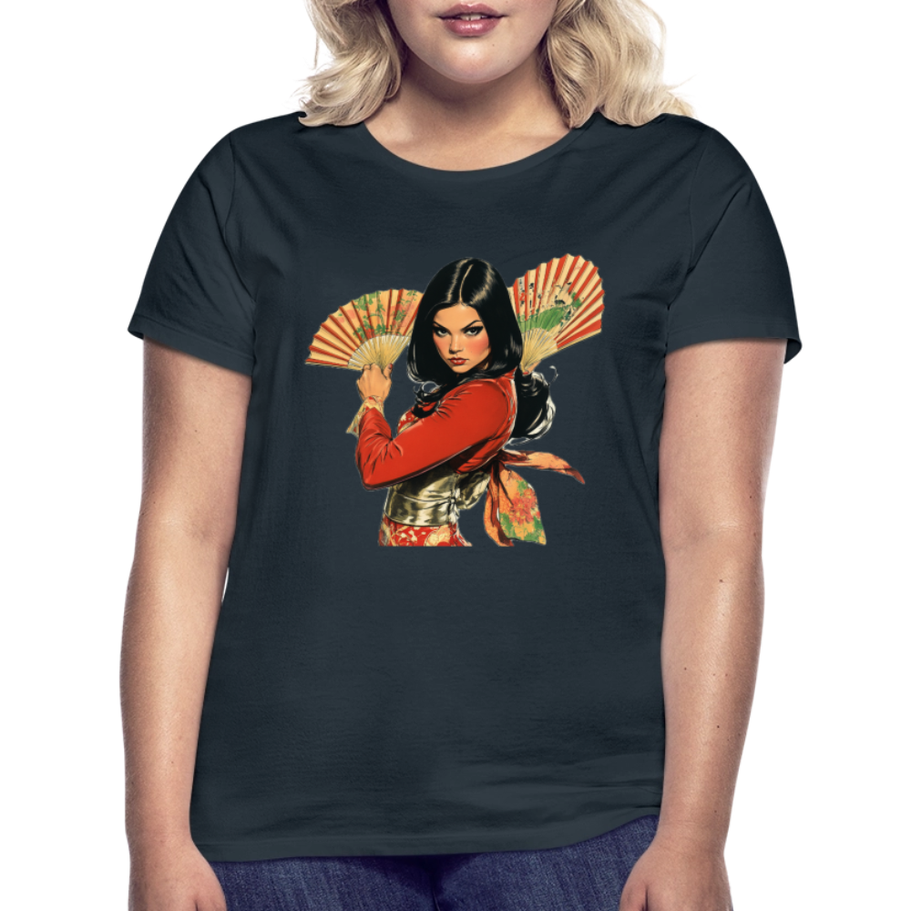 Dansen med Solfjädrar: Vindens krigare, T-shirt dam - marinblå