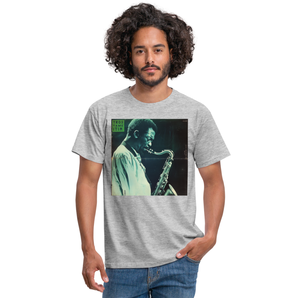 Gåtfull figur i jazzens underground, T-shirt herr - gråmelerad