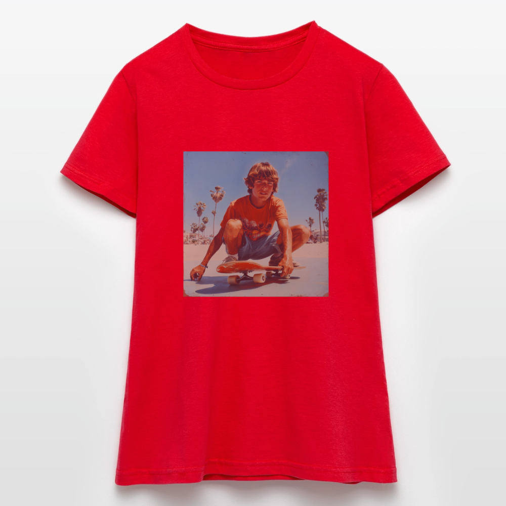 Sunset Vibes, 70s Style, T-shirt dam - röd