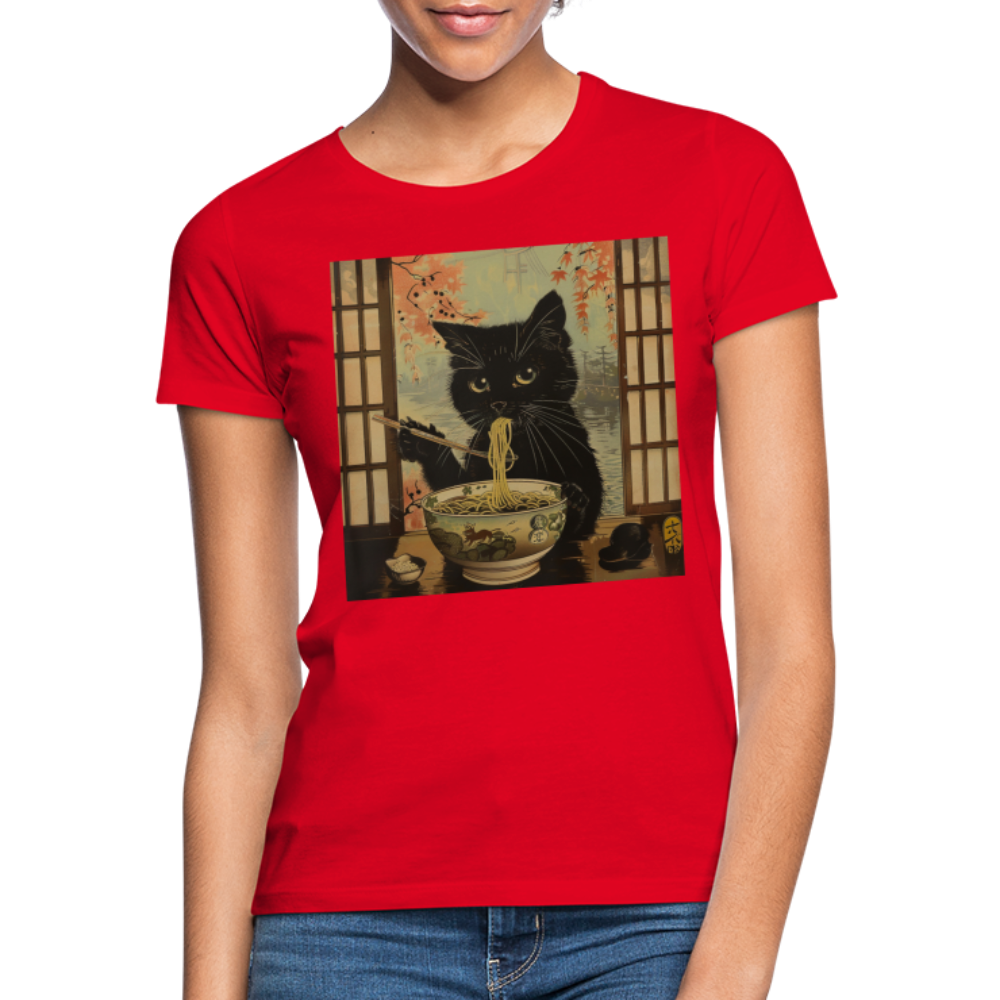 Ramenkatt, T-shirt dam - röd
