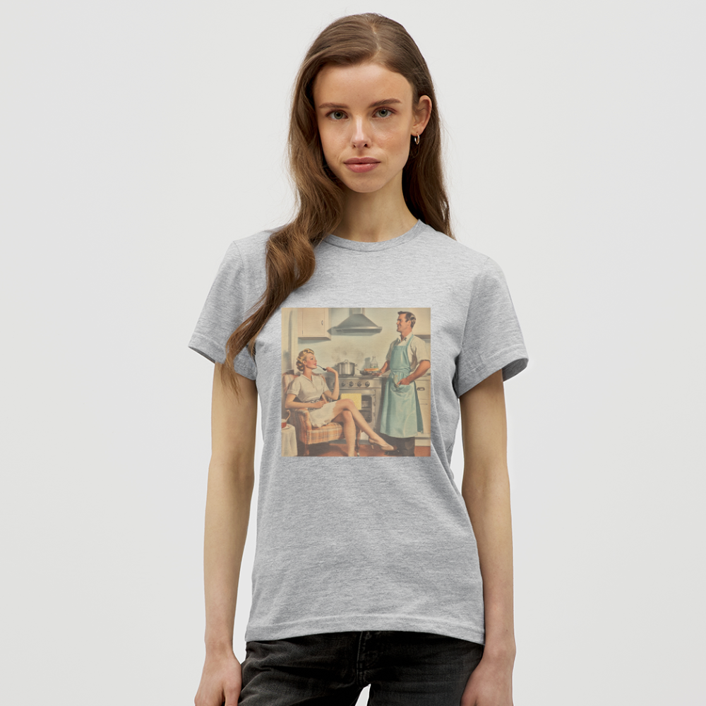 Äta bör man - annars dör man, T-shirt dam - gråmelerad