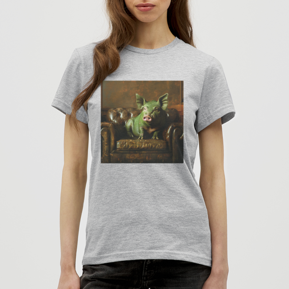 Grön Elegans, T-shirt dam - gråmelerad