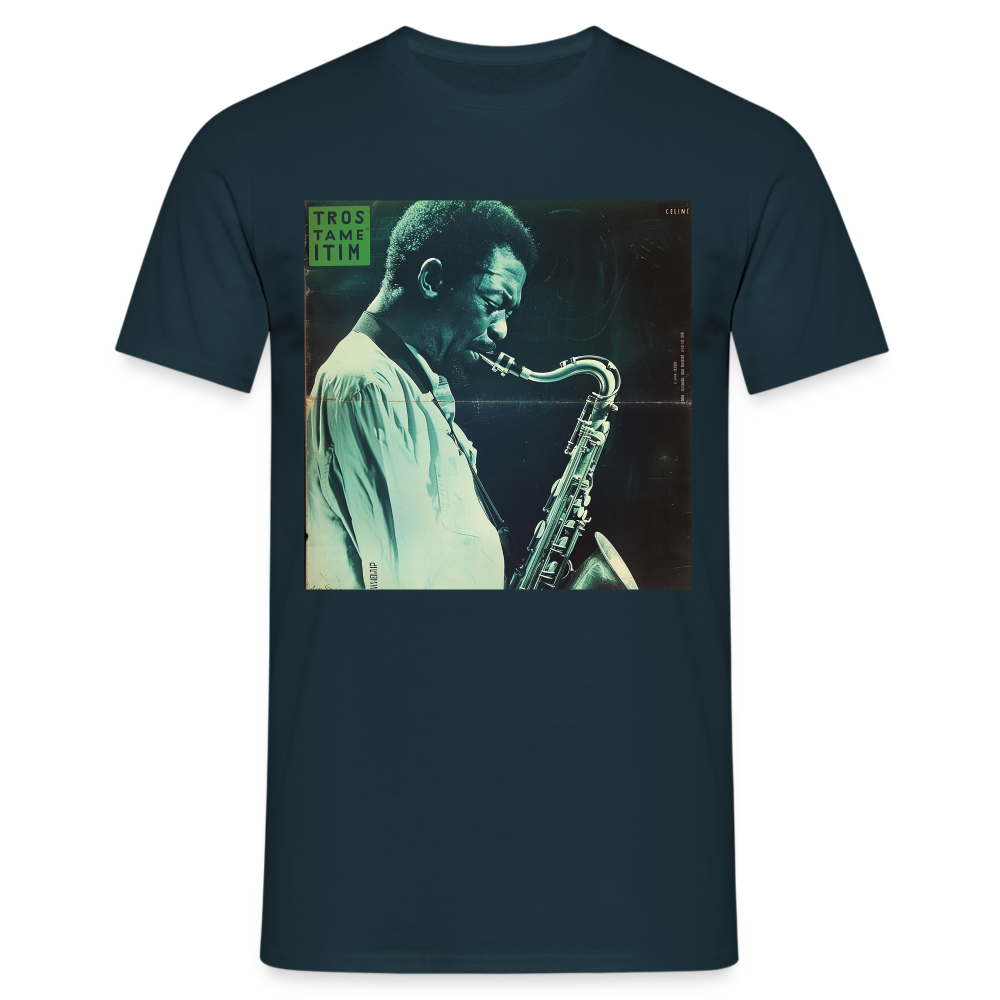 Gåtfull figur i jazzens underground, T-shirt herr - marinblå