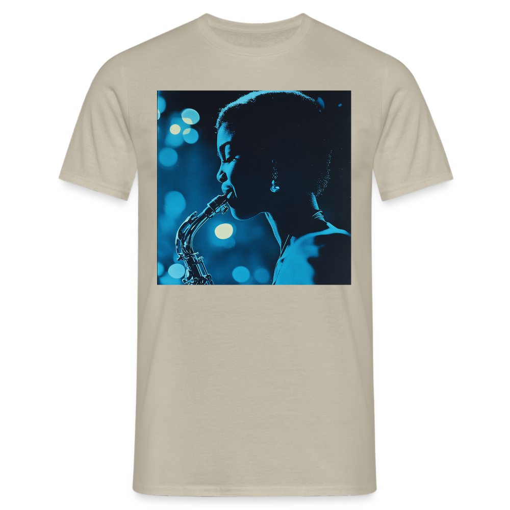 Blå toner i skymningen, T-shirt herr - sandbeige