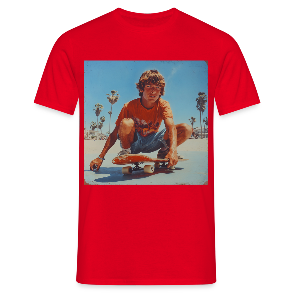 Sunset Vibes, 70s Style, T-shirt herr - röd