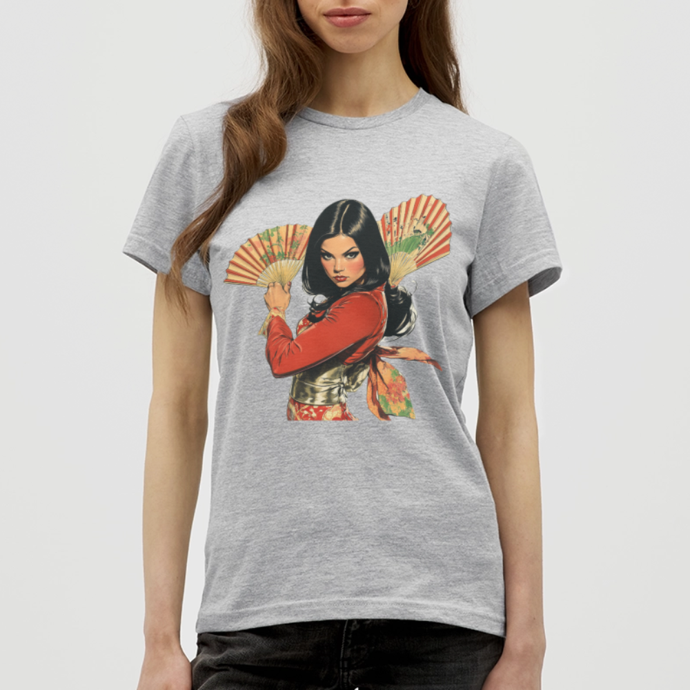 Dansen med Solfjädrar: Vindens krigare, T-shirt dam - gråmelerad