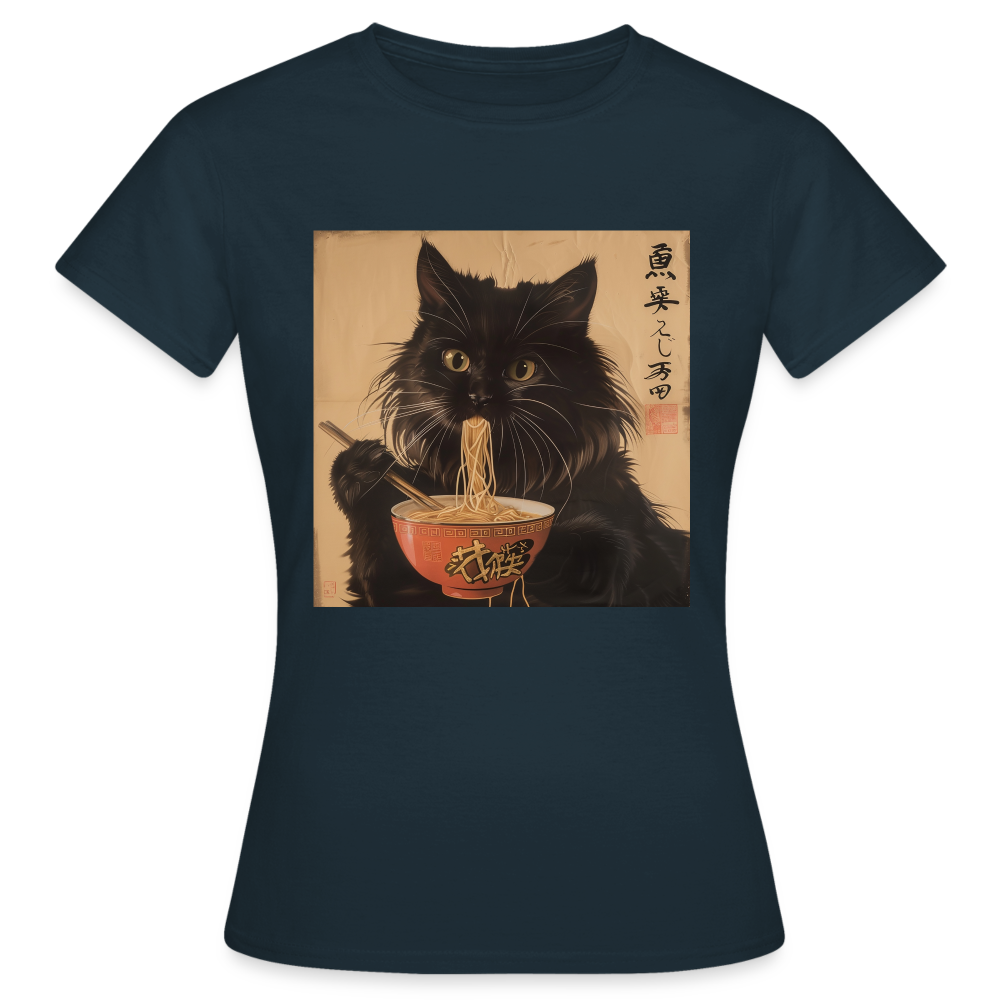 Kejsarens Katt och Ramens Hemlighet, T-shirt dam - marinblå