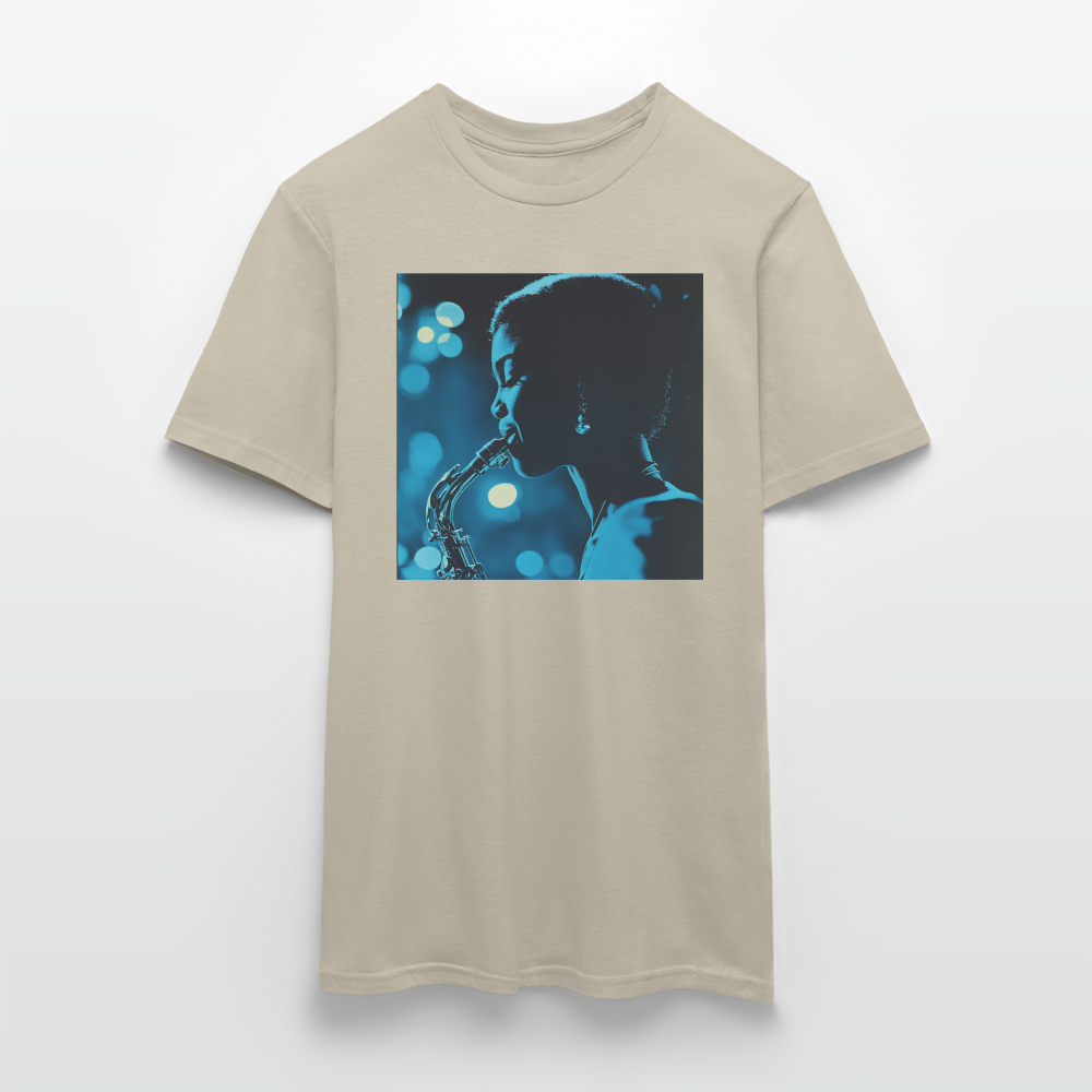 Blå toner i skymningen, T-shirt herr - sandbeige