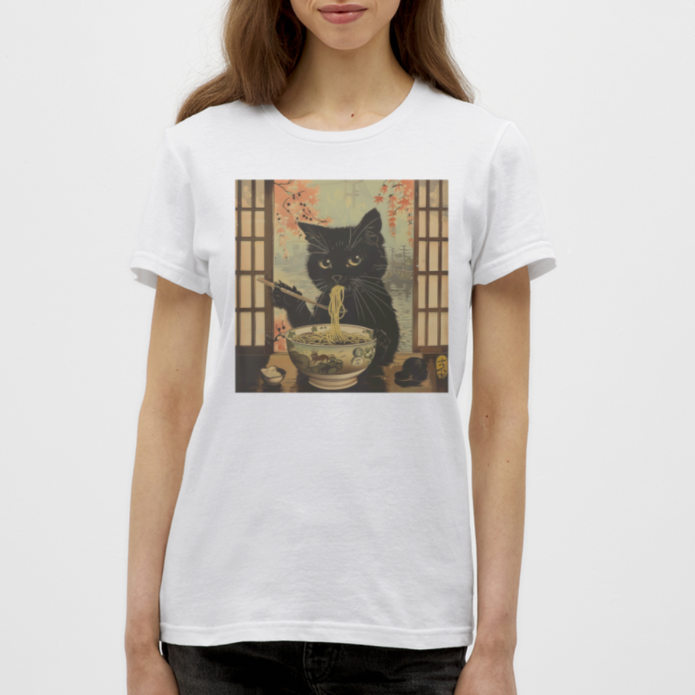 Ramenkatt, T-shirt dam - vit