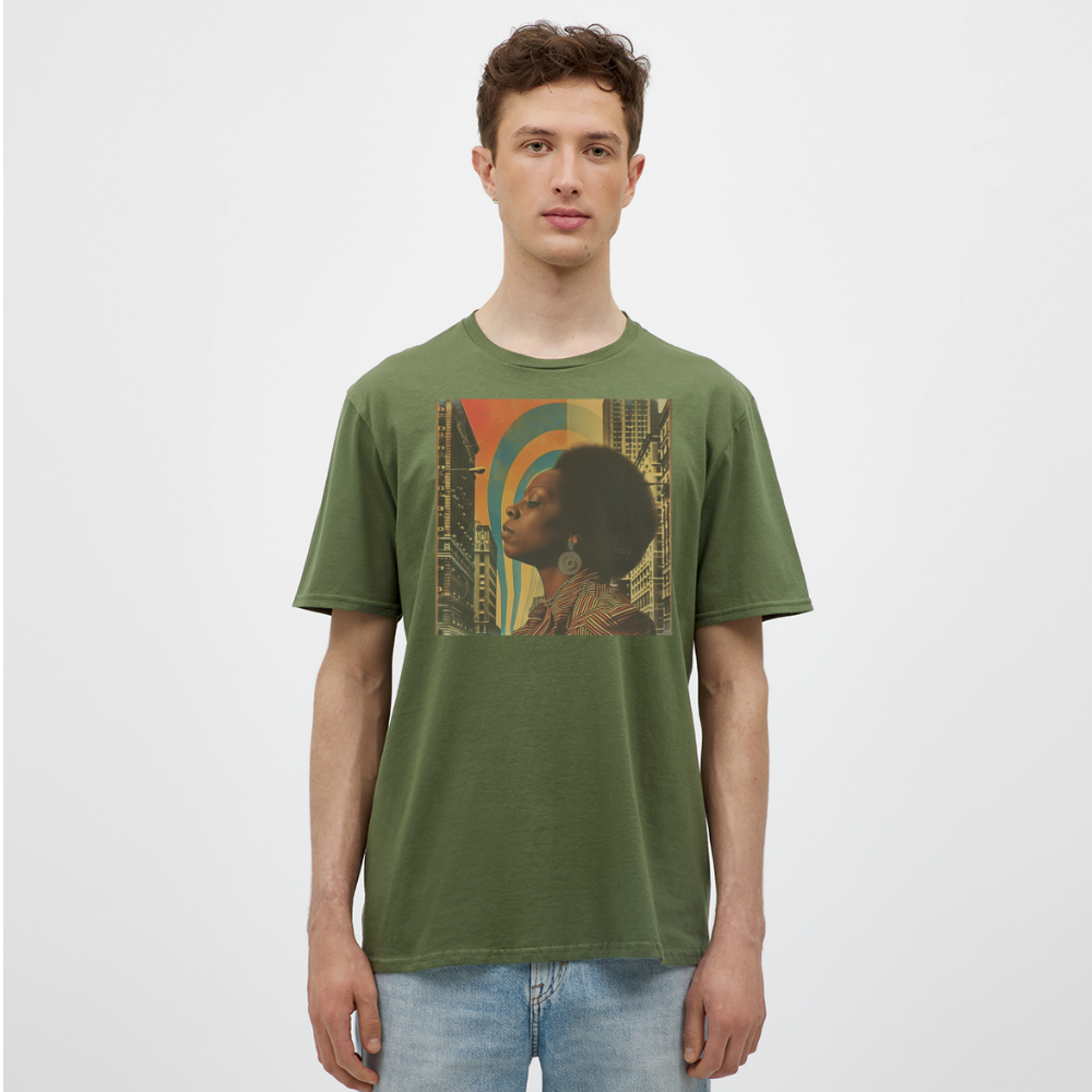 Jazz in the Moonlight, T-shirt herr - Militärgrön