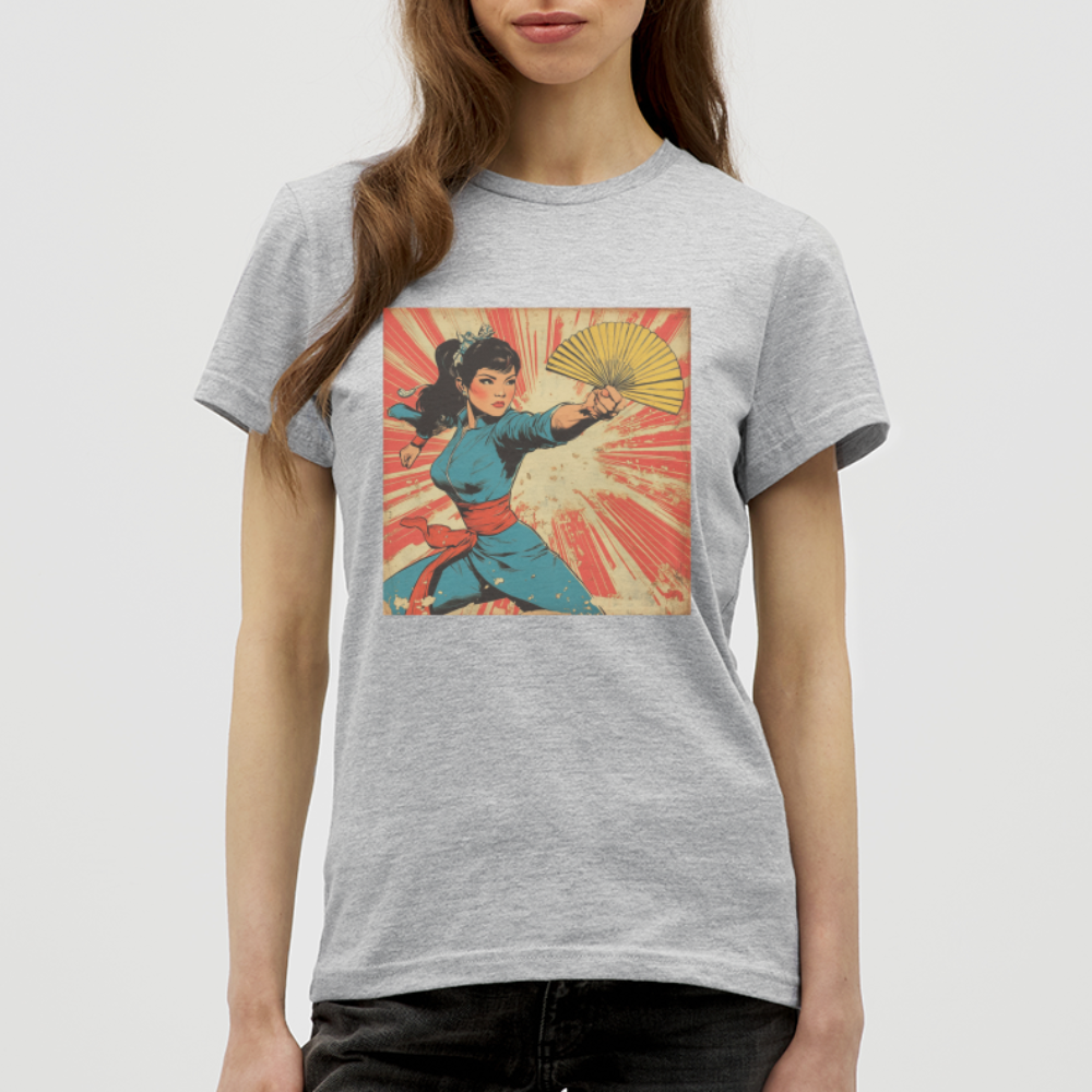 Solfjädern, T-shirt dam - gråmelerad