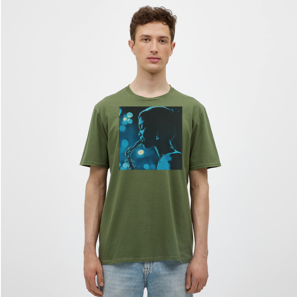 Blå toner i skymningen, T-shirt herr - Militärgrön