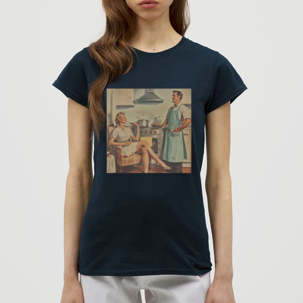 Äta bör man - annars dör man, T-shirt dam - marinblå