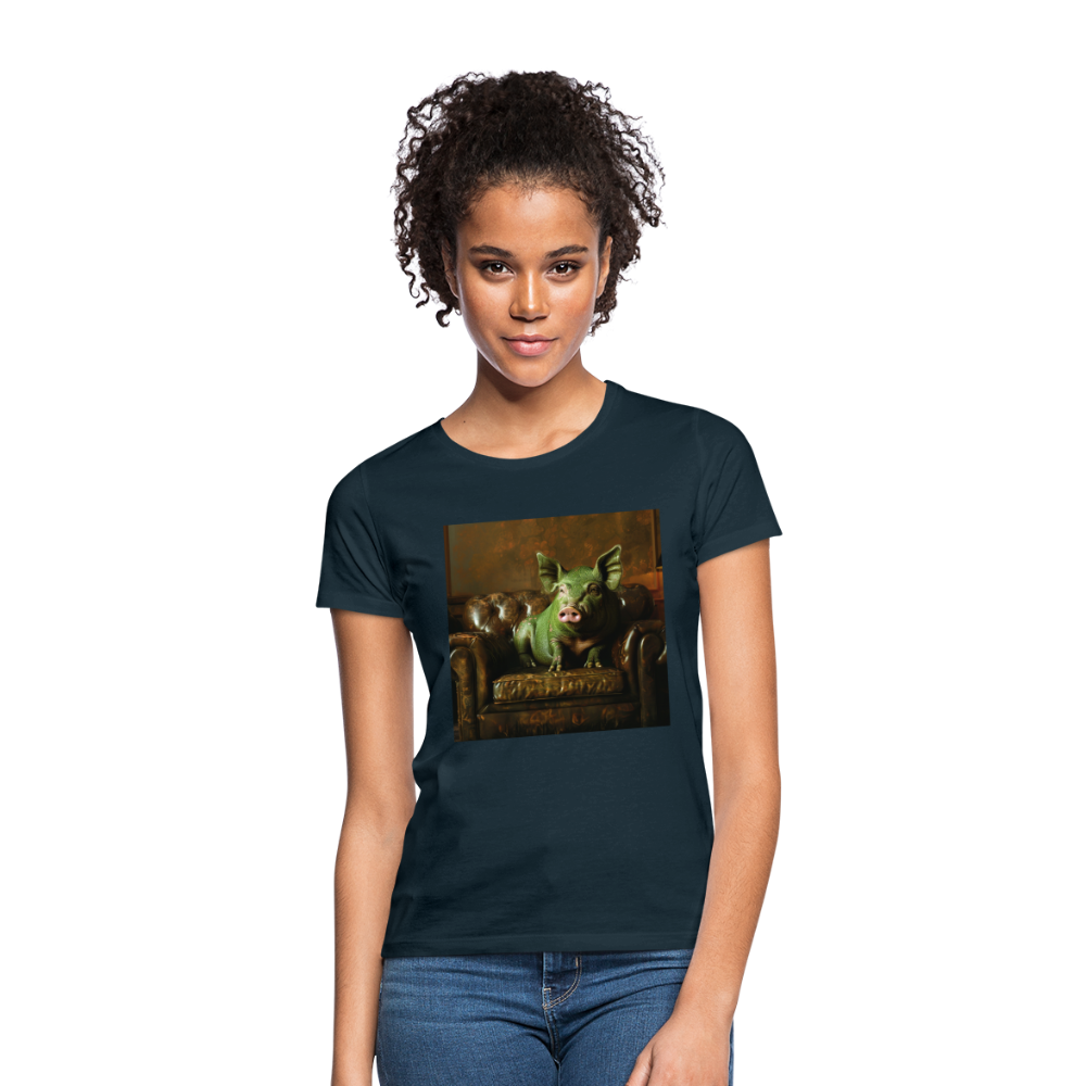Grön Elegans, T-shirt dam - marinblå
