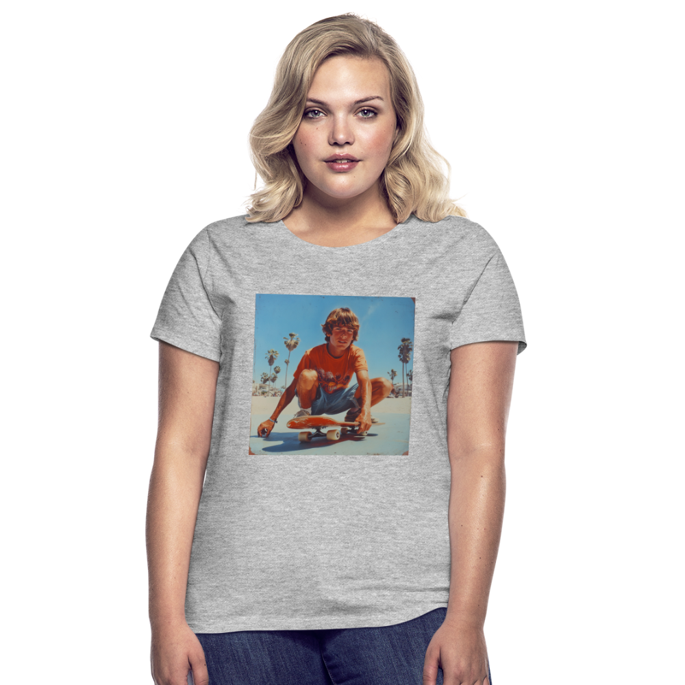 Sunset Vibes, 70s Style, T-shirt dam - gråmelerad