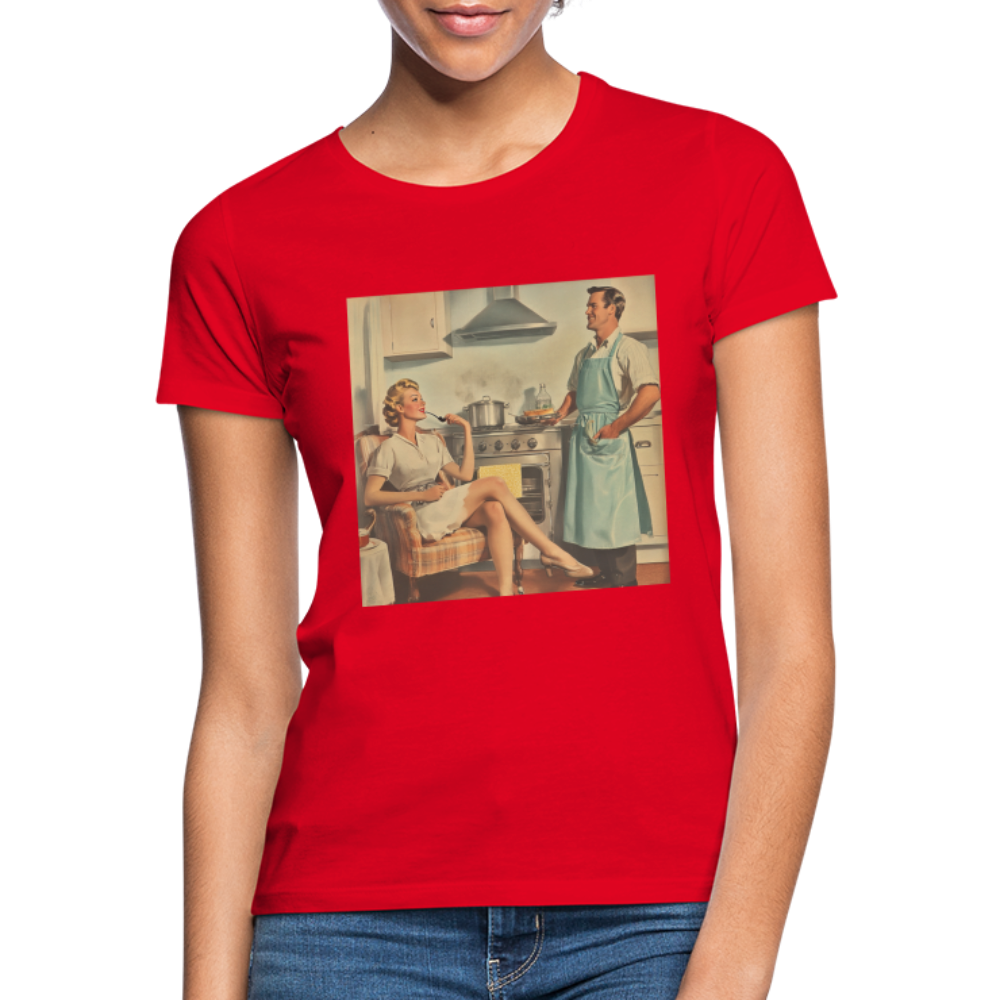 Äta bör man - annars dör man, T-shirt dam - röd