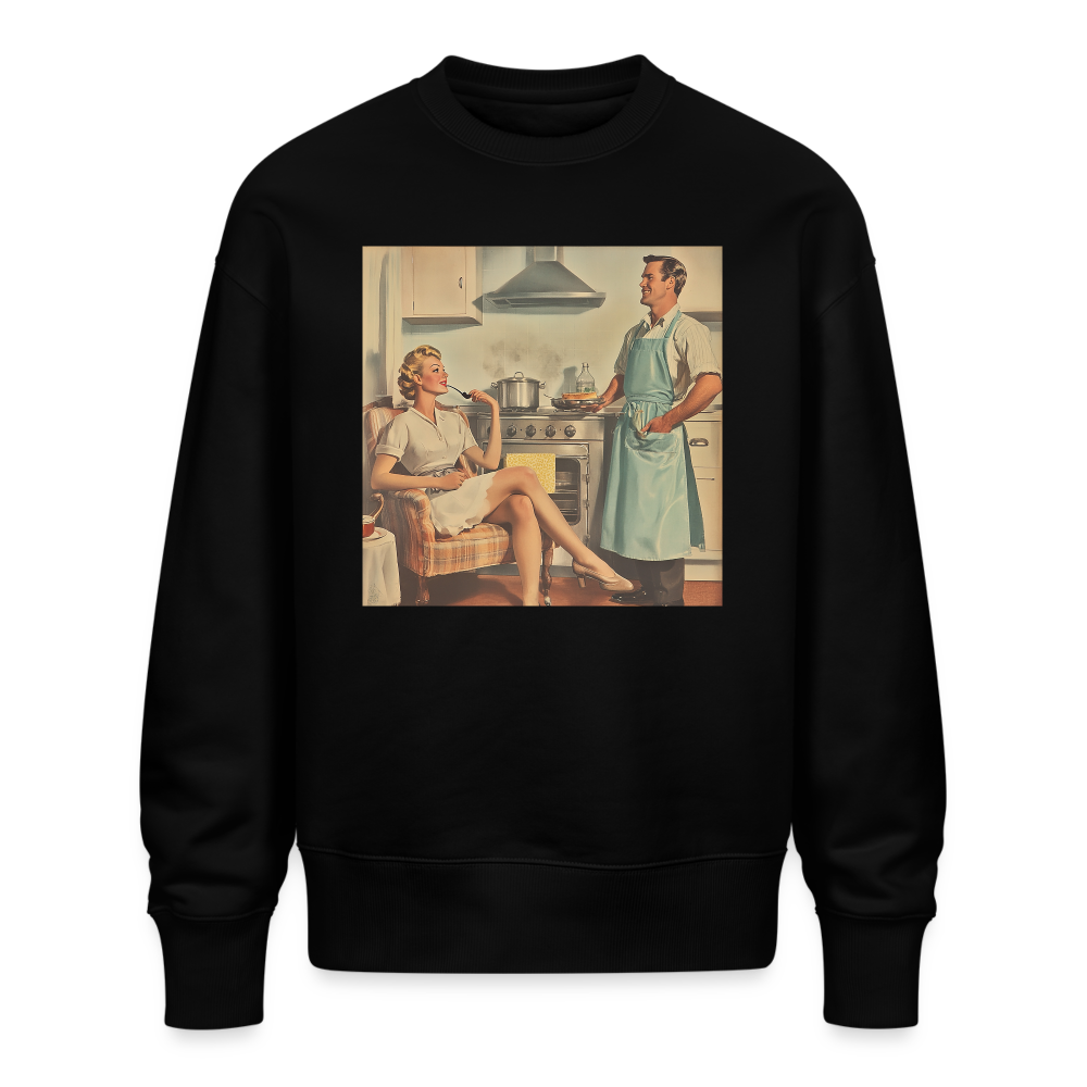 Äta bör man - annars dör man, Ekologisk oversizetröja RADDER unisex från Stanley/Stella - svart