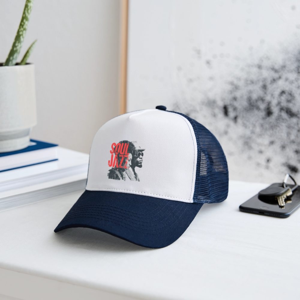 The Essence of Soul Jazz, Trucker Cap - vit/marinblå