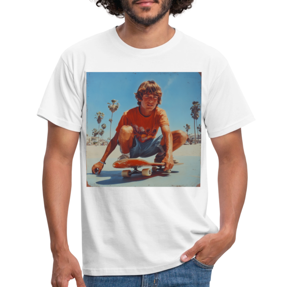 Sunset Vibes, 70s Style, T-shirt herr - vit