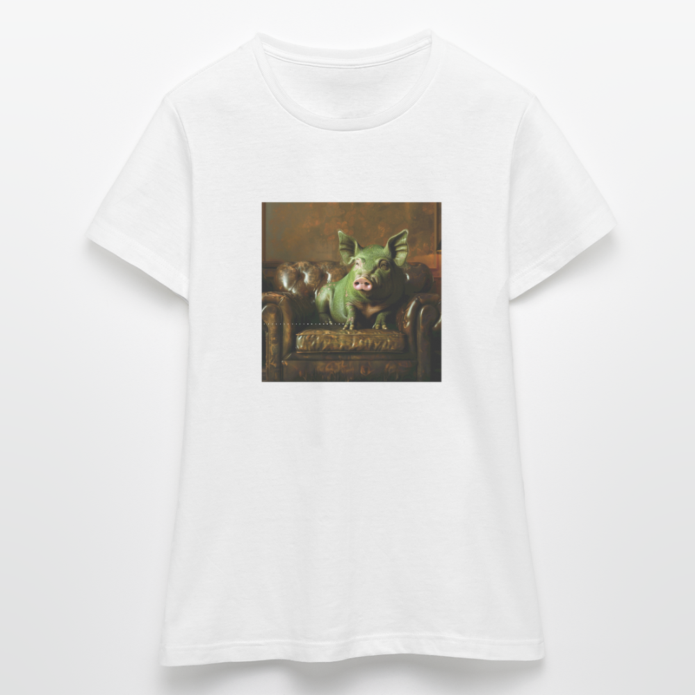 Grön Elegans, T-shirt dam - vit