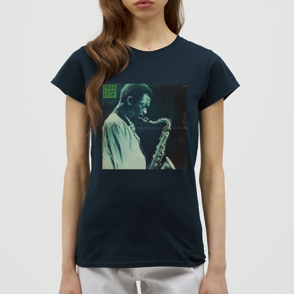 Gåtfull figur i jazzens underground, T-shirt dam - marinblå