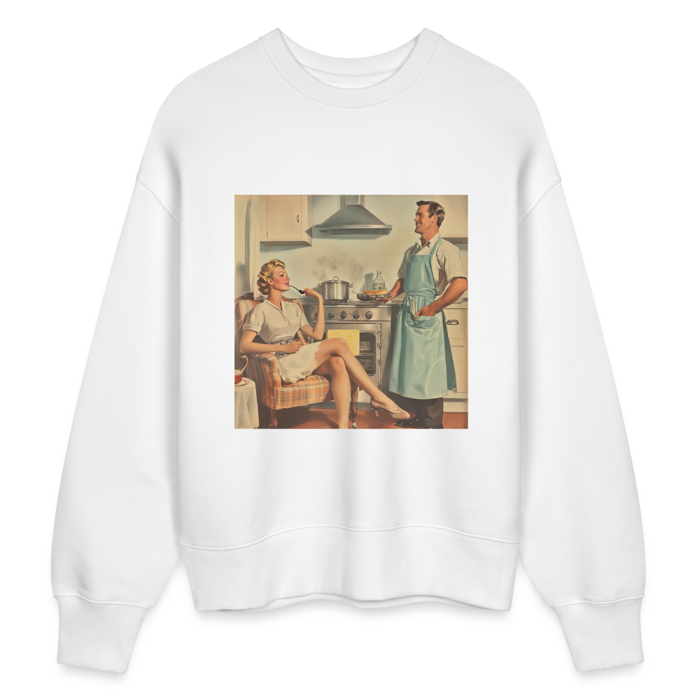Äta bör man - annars dör man, Ekologisk oversizetröja RADDER unisex från Stanley/Stella - vit