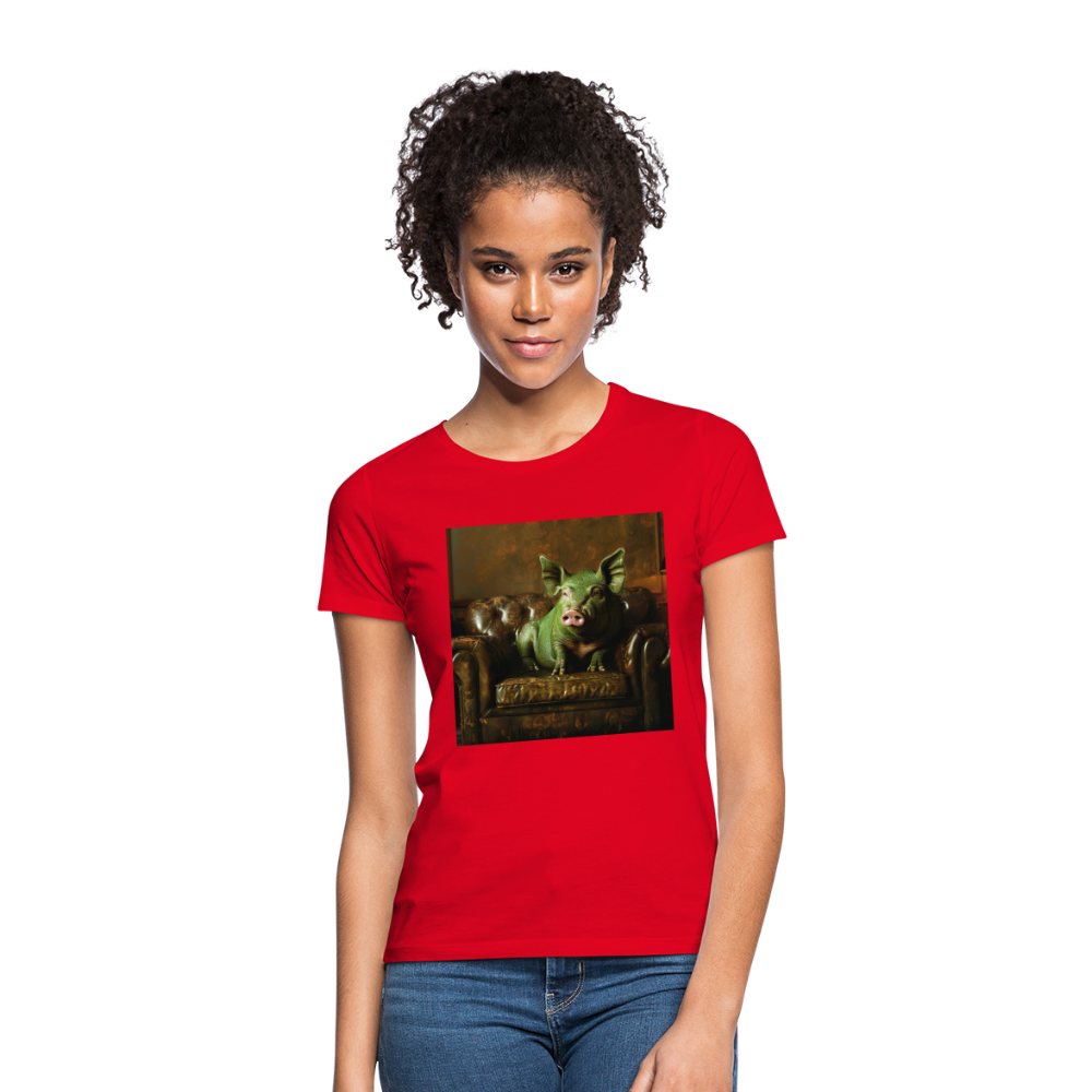 Grön Elegans, T-shirt dam - röd