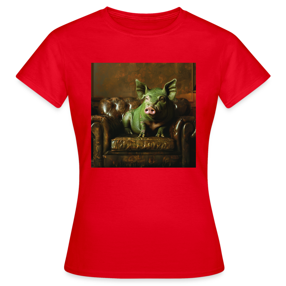Grön Elegans, T-shirt dam - röd
