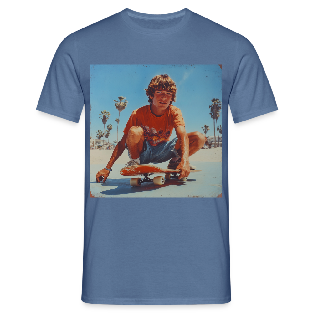 Sunset Vibes, 70s Style, T-shirt herr - duvblå