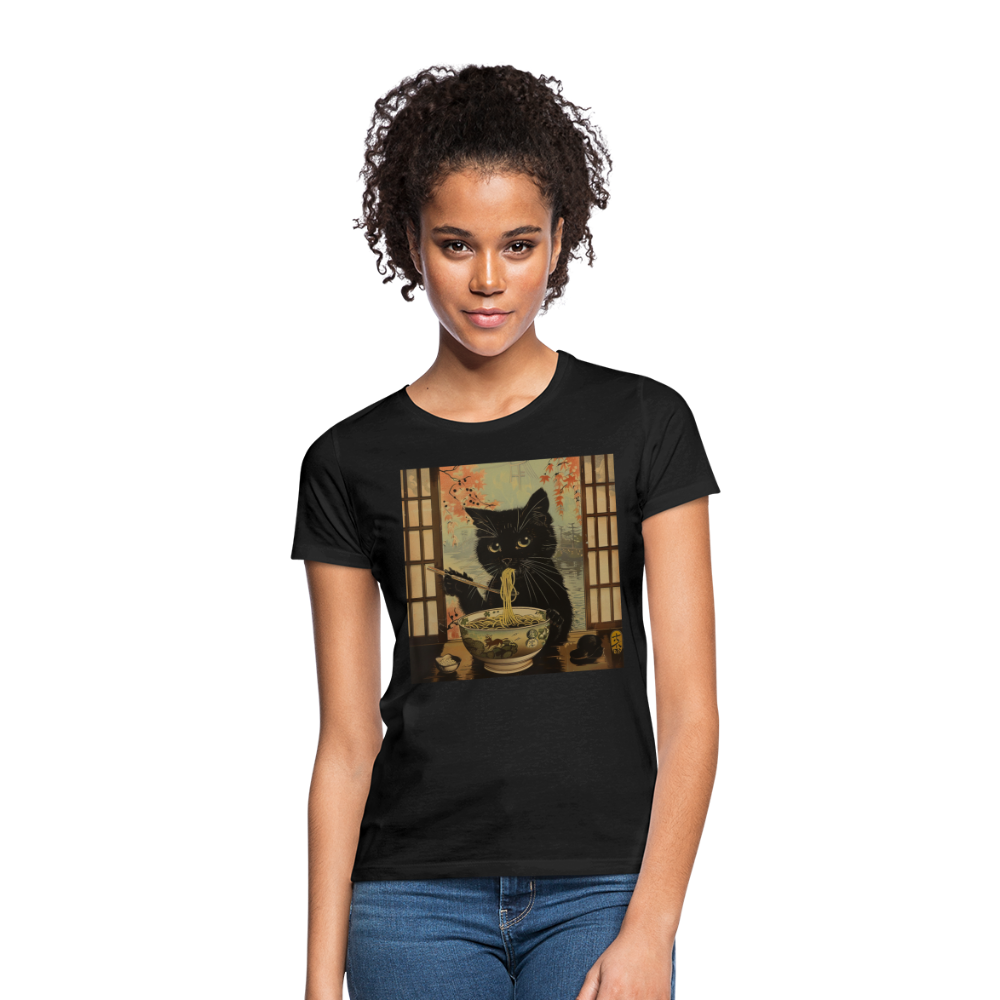 Ramenkatt, T-shirt dam - svart