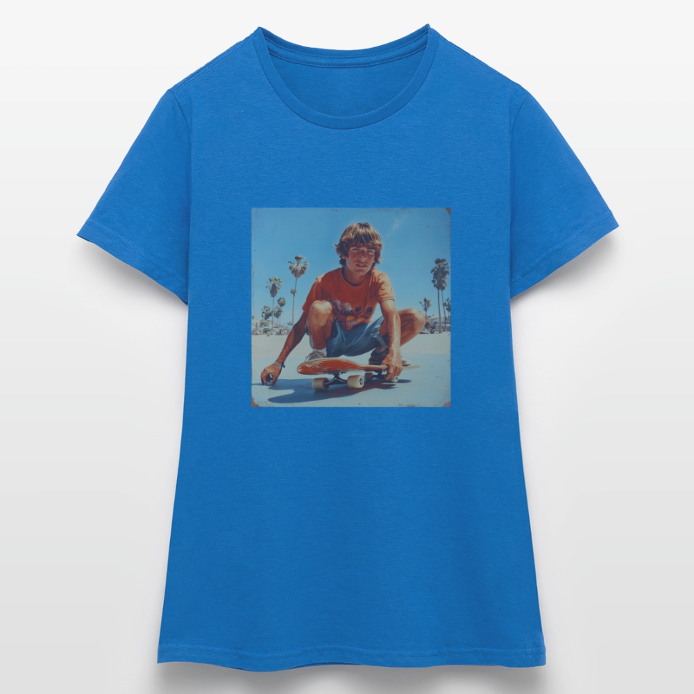 Sunset Vibes, 70s Style, T-shirt dam - royalblå