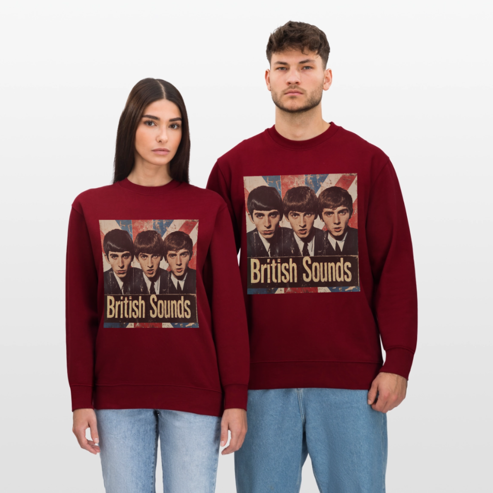 British sounds 1965, Ekologisk sweatshirt CHANGER unisex från Stanley/Stella - vinröd