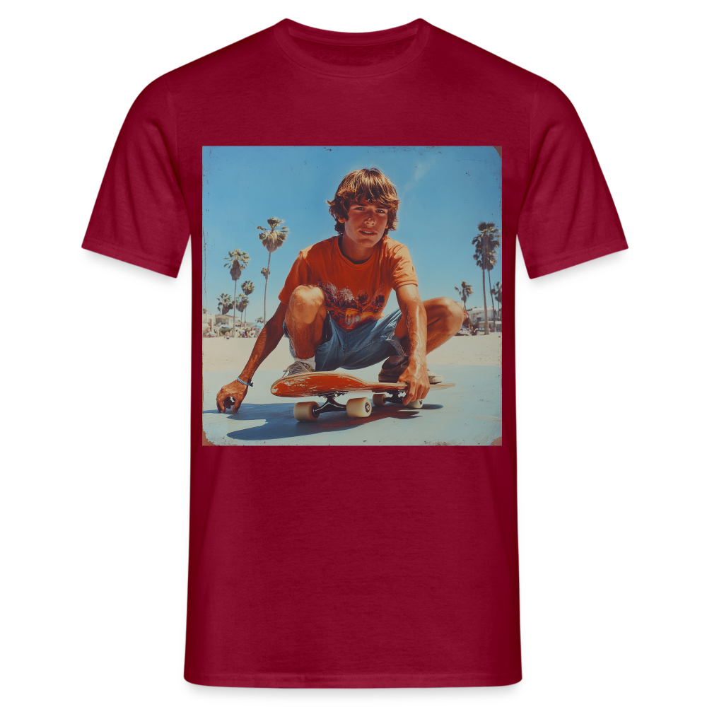 Sunset Vibes, 70s Style, T-shirt herr - tegelröd