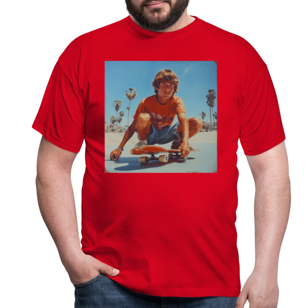 Sunset Vibes, 70s Style, T-shirt herr - röd